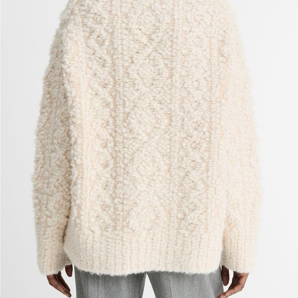 VINCE Textured Loop-Stitch Cable Wool-Blend Sweater - Picture 8 of 10